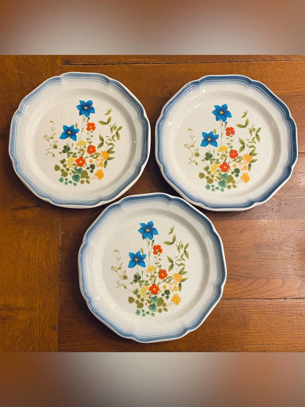3 VTG Mikasa Country Club Fresh Cuttings Flowers Bouquet 506 Dinner Plates